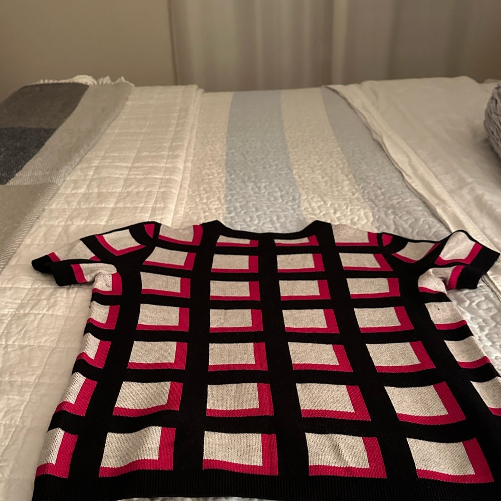 Kate Spade, M Sweater, Pink, Black, off white check